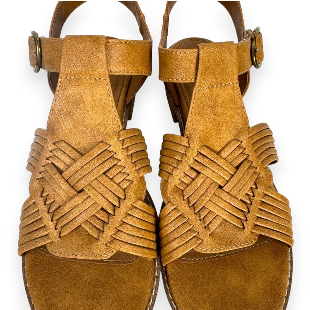 Comfort Sandals Eurosoft 8.5 Tan Strappy Block Heel Naidley New - Picture 3 of 14